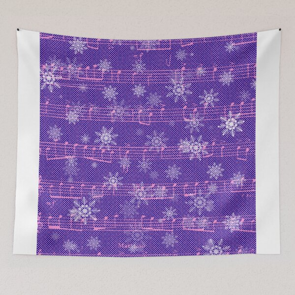 Item preview, Snow Notes - musical graphics in navy blue, pink and white. designed and sold by My-fake-places.