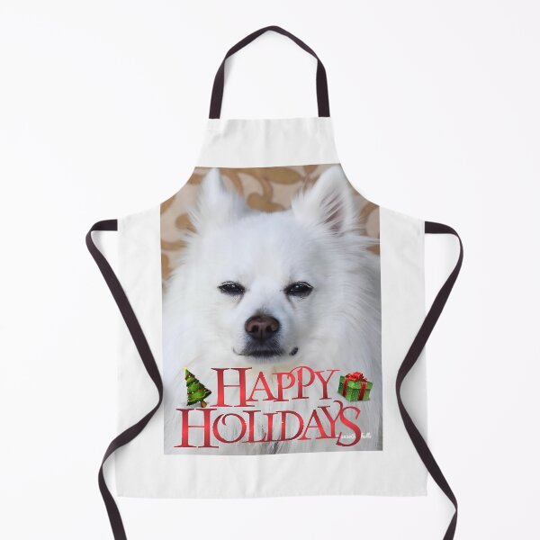 Item preview, Cool White American Eskimo Puppy Dog Wishing Happy Holidays designed and sold by Yogibear & Rachelle .