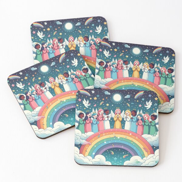 Item preview, Family of Angels singing above a rainbow in heaven designed and sold by JesusClub.