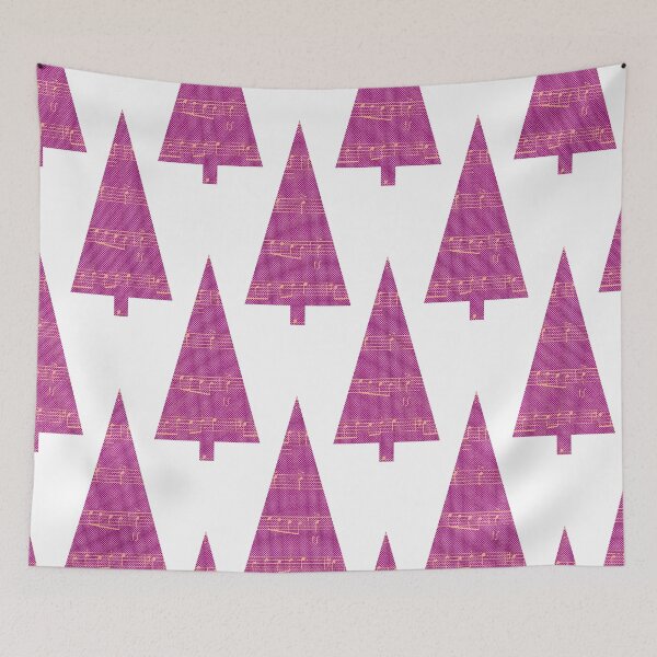 Item preview, Christmas Tree and Notes - musical graphics in magenta and pink. designed and sold by My-fake-places.