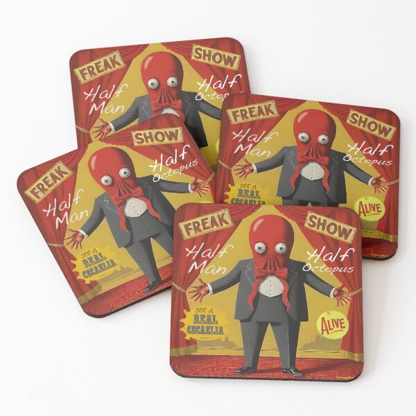 Item preview, Half Octopus Half Man, Real Cecaelia Original Art Vintage Freak Show Circus Square Poster designed and sold by paloozaparty.
