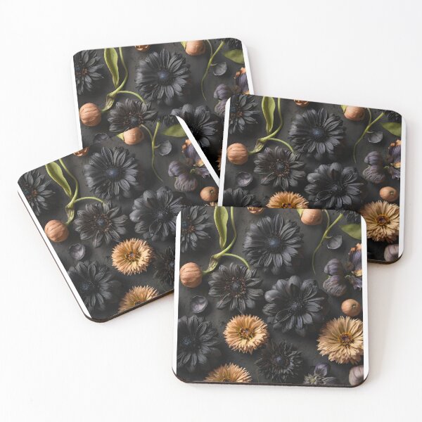 Item preview, Black dried flowers and beige collage cold autumn feel designed and sold by EmeraldeaArt.