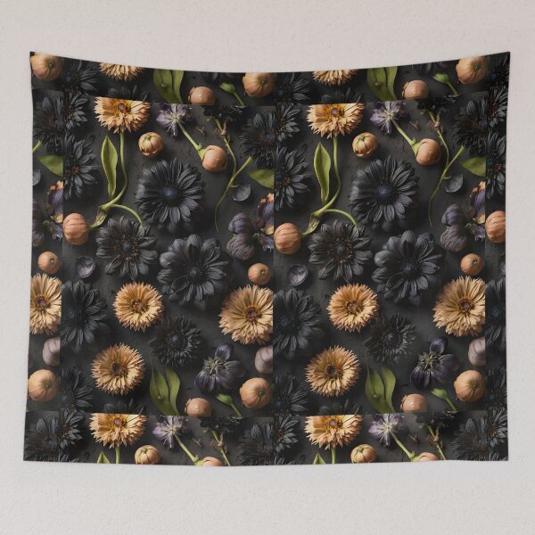 Item preview, Black dried flowers and beige collage cold autumn feel designed and sold by EmeraldeaArt.
