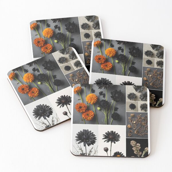 Item preview, Black and orange dried flowers collage cold fall feel designed and sold by EmeraldeaArt.