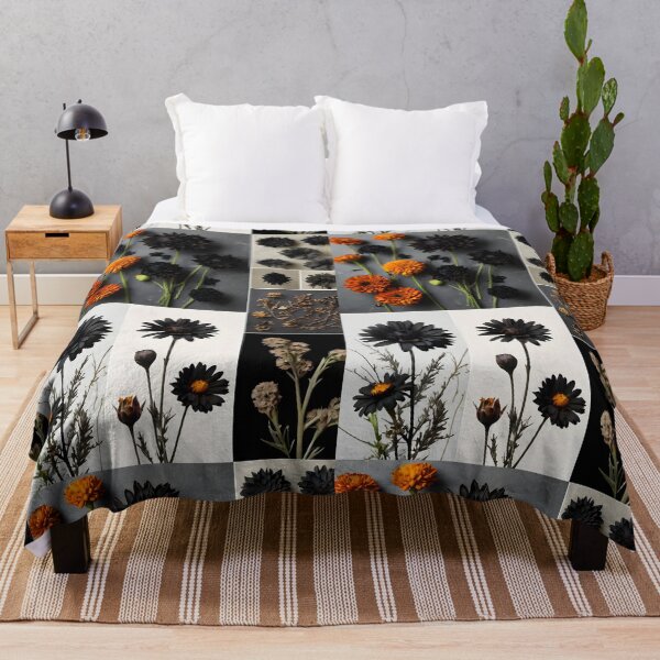 Item preview, Black and orange dried flowers collage cold fall feel designed and sold by EmeraldeaArt.