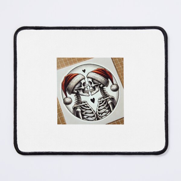 Item preview, Festive Kissing Skeletons with Christmas Hats designed and sold by Kat-Mir.