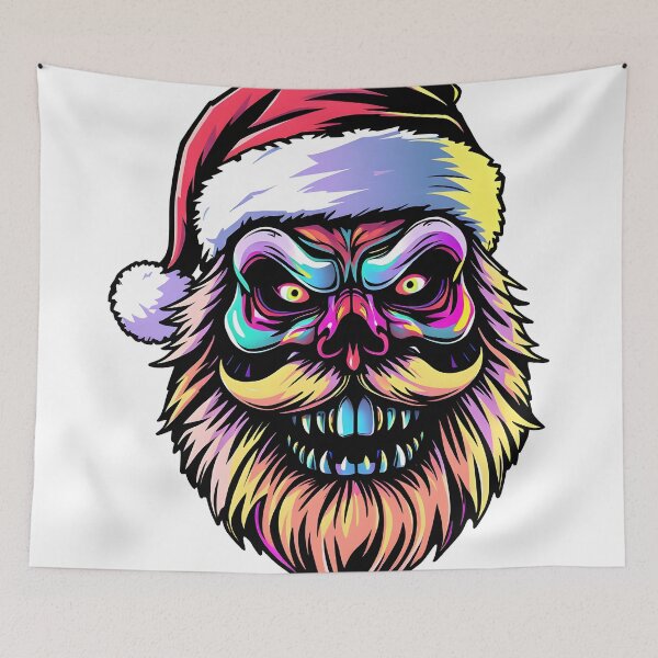 Item preview, Spooky Santa Claus Face Psychedelic Prismatic Colors 1 designed and sold by webjmf.