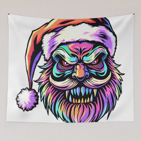 Item preview, Spooky Santa Claus Face Psychedelic Prismatic Colors 2 designed and sold by webjmf.