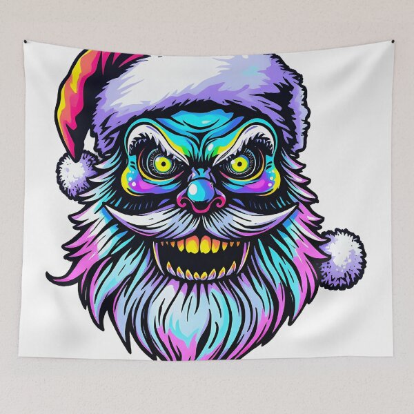 Item preview, Spooky Santa Claus Face Psychedelic Prismatic Colors 3 designed and sold by webjmf.
