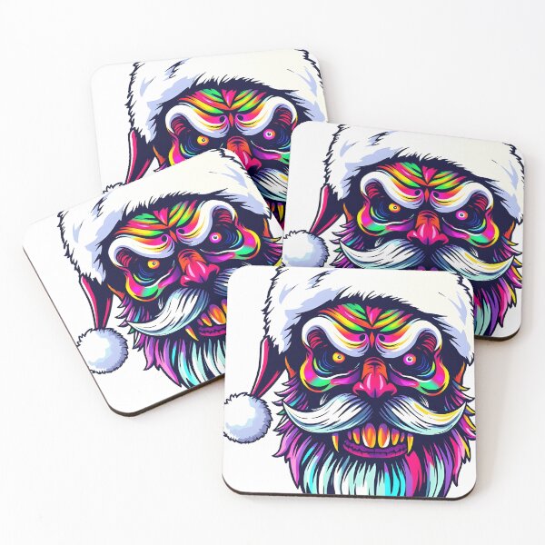 Item preview, Spooky Santa Claus Face Psychedelic Prismatic Colors 4 designed and sold by webjmf.
