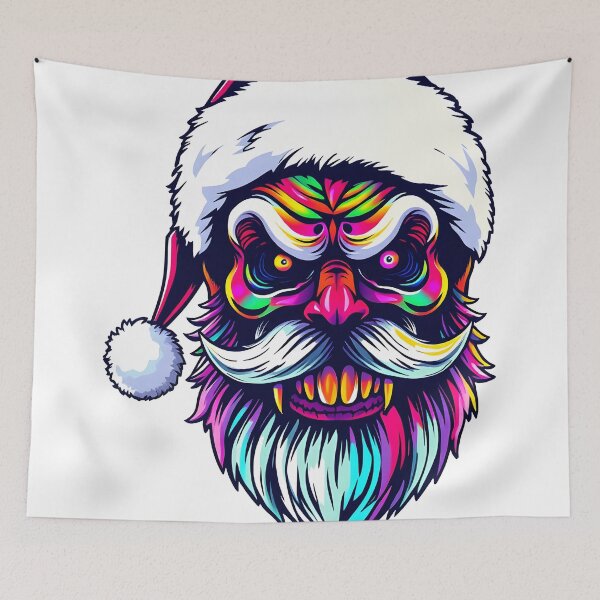 Item preview, Spooky Santa Claus Face Psychedelic Prismatic Colors 4 designed and sold by webjmf.