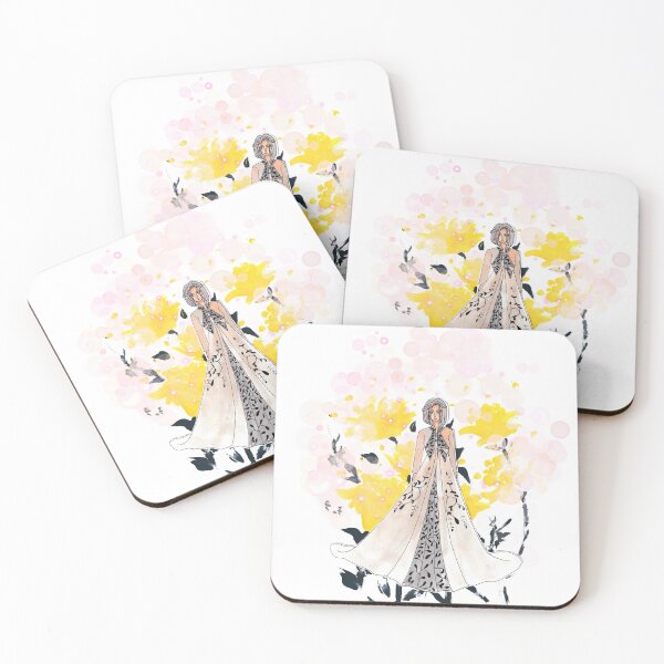 Item preview, Fashion illustration women with gray hair with flower pattern dresses and layer cover  designed and sold by tenkenryujin.