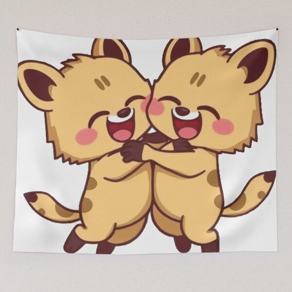 Item preview, 2 Cute Hyenas Jumping While Hugging Each Other designed and sold by OhshunStudios.
