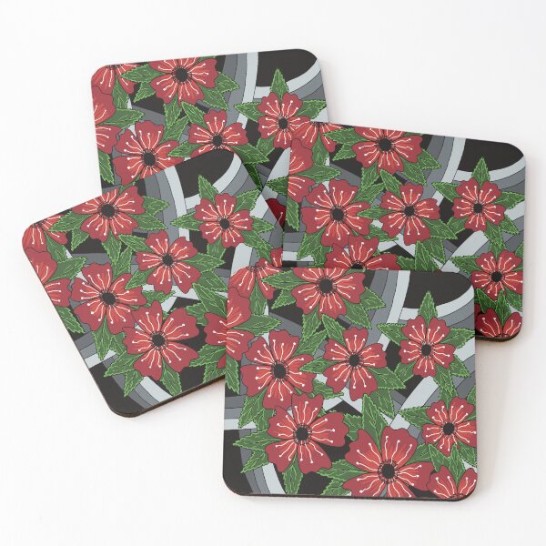 Item preview, Red Anemone with gray Stripes designed and sold by Handmadebyjessm.