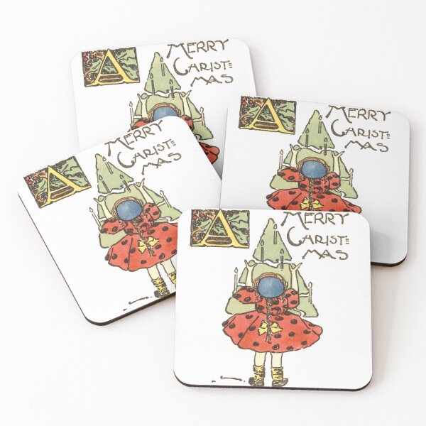 Item preview, Art Deco Girl with Christmas Tree card, cup, apron & stickers designed and sold by 2ndBloom.