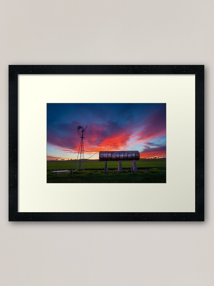 Thumbnail 1 of 7, Framed Art Print, Windmill Sunrise, Central Victoria, Australia designed and sold by Chockstone.