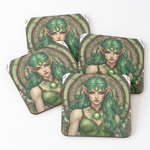 Item preview, Green Woman Forest Elf Art Nouveau designed and sold by GoddessNouveau.