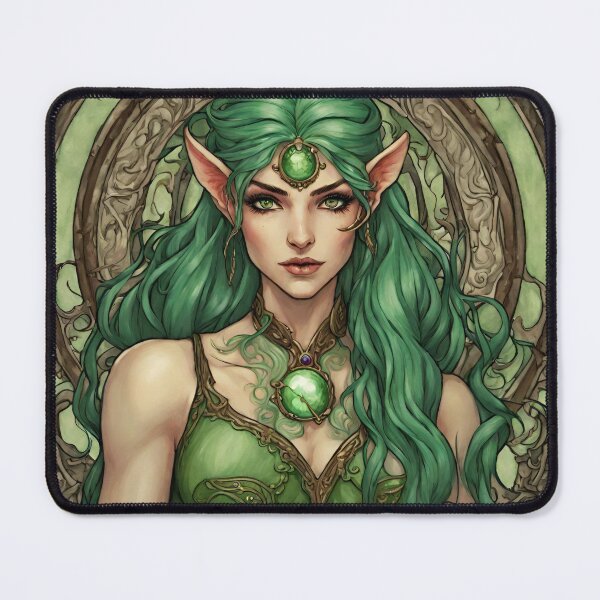 Item preview, Green Woman Forest Elf Art Nouveau designed and sold by GoddessNouveau.
