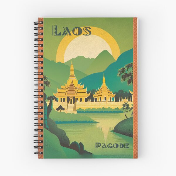 Item preview, Vintage Travel Art Print – Pagode d’Or, Laos: Ancient Pagoda by the Mekong River designed and sold by Lost-Horizons.