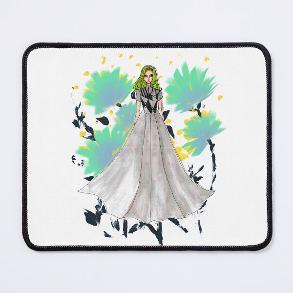 Item preview, Fashion illustration green hair girl with green gown designed and sold by tenkenryujin.