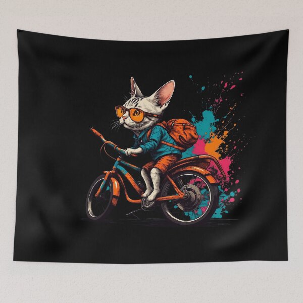 Item preview, American shorthair cat on a bike designed and sold by Furrifico.