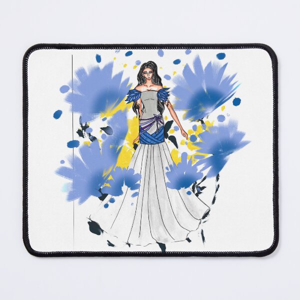 Item preview, Fashion illustration pr fashion art of women with blue dress mix with white  designed and sold by tenkenryujin.