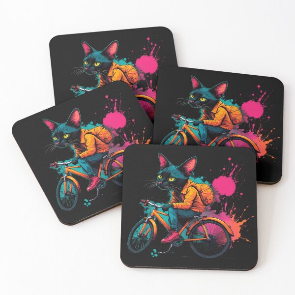 Item preview, Black Bombay cat on a bike designed and sold by Furrifico.