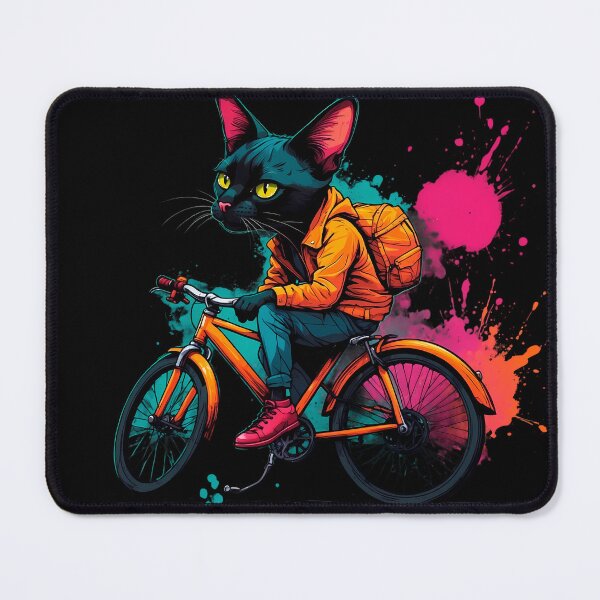 Item preview, Black Bombay cat on a bike designed and sold by Furrifico.
