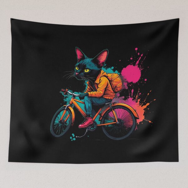 Item preview, Black Bombay cat on a bike designed and sold by Furrifico.