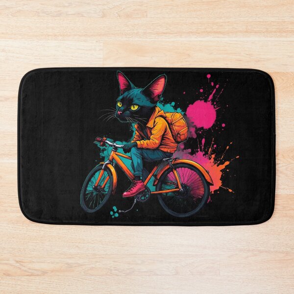 Item preview, Black Bombay cat on a bike designed and sold by Furrifico.