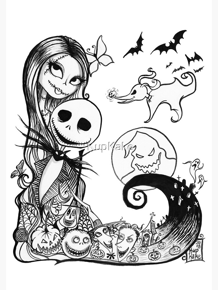 Nightmare Before Christmas Jack and Sally  Spiral Notebook for Sale by  KupKake