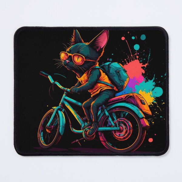 Item preview, Black Bombay cat on a bike designed and sold by Furrifico.