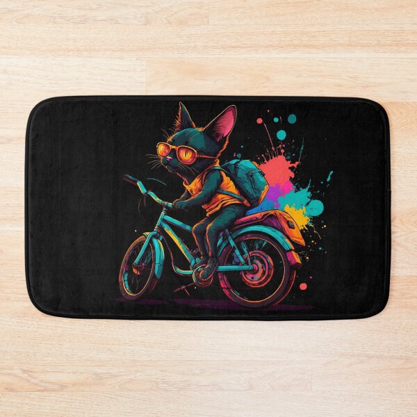Item preview, Black Bombay cat on a bike designed and sold by Furrifico.