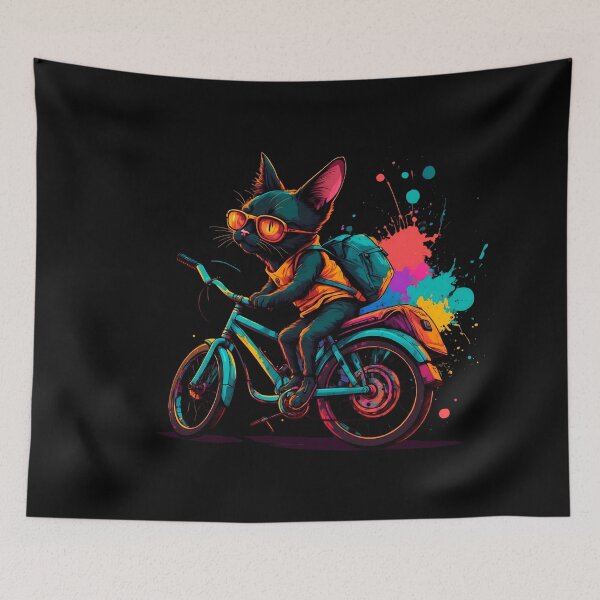 Item preview, Black Bombay cat on a bike designed and sold by Furrifico.