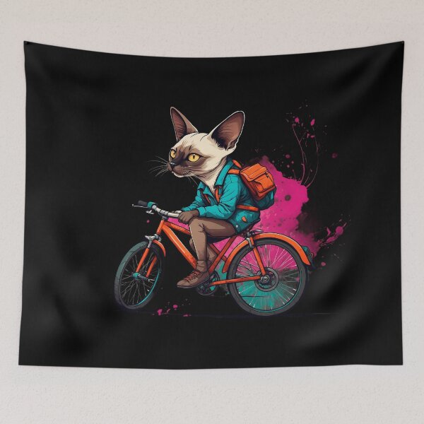 Item preview, Siamese cat on a bike designed and sold by Furrifico.