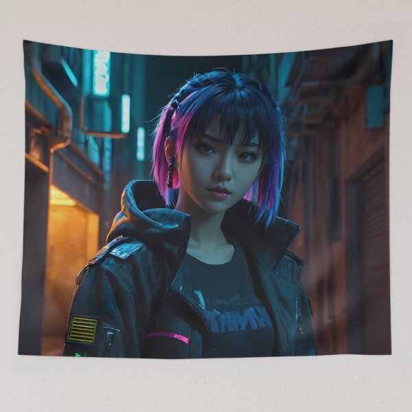 Item preview, Girl in a Dark Cyberpunk Street designed and sold by papi1998.