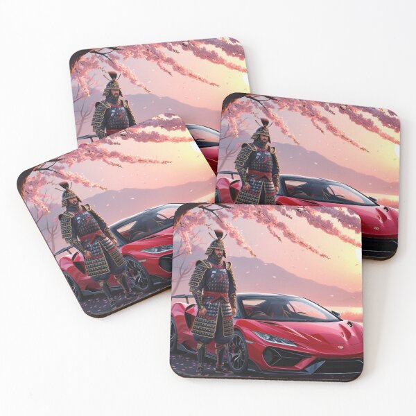 Aperçu de l'œuvre JDM, Samouraï, Marché intérieur japonais, Voiture, Fleurs de cerisier, Soleil, Japon, Spoiler, Rouge, créée et vendue par tshirtart2024.