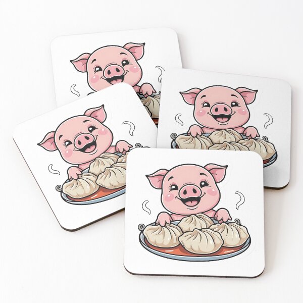 Item preview, Pig eating dumplings - Gobble Gala designed and sold by Kids GobbleGala.