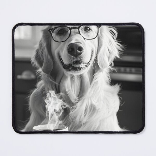 Item preview, Golden Retriever Dog Drinking Coffee & Wearing Glasses designed and sold by CheekyAnimalz.