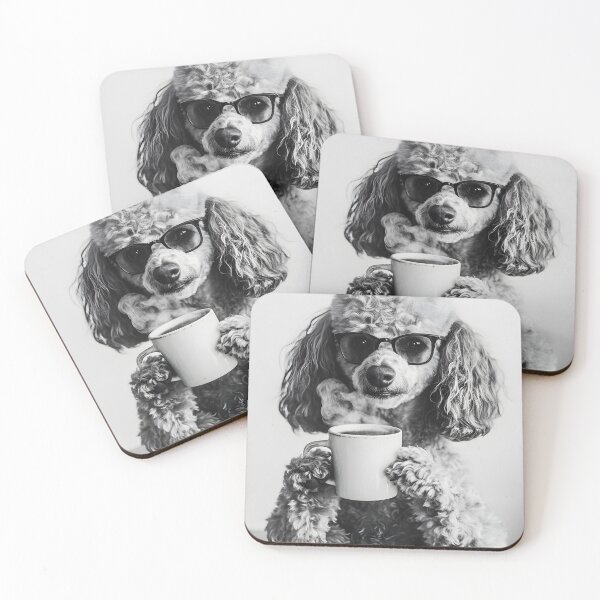 Item preview, Poodle Dog Drinking Coffee & Wearing Glasses designed and sold by CheekyAnimalz.