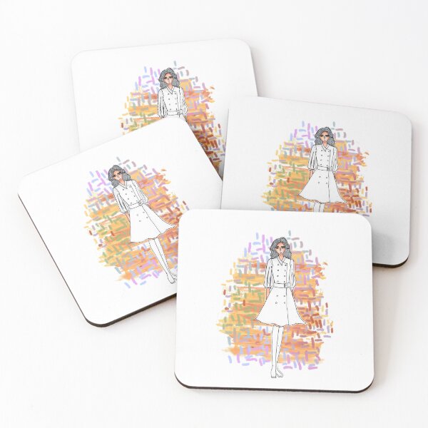 Item preview, Fashion illustration model/ women in white dress and gray hair with hight boot  designed and sold by tenkenryujin.