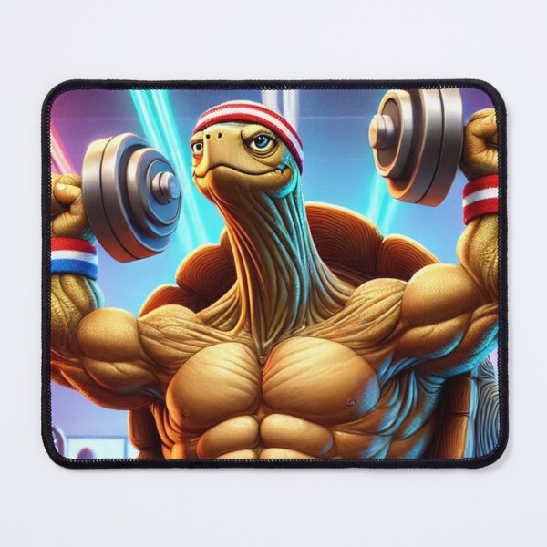 Item preview, Muscular Tortoise Lifting Weights – Funny Cartoon Gym designed and sold by mkzmerch.