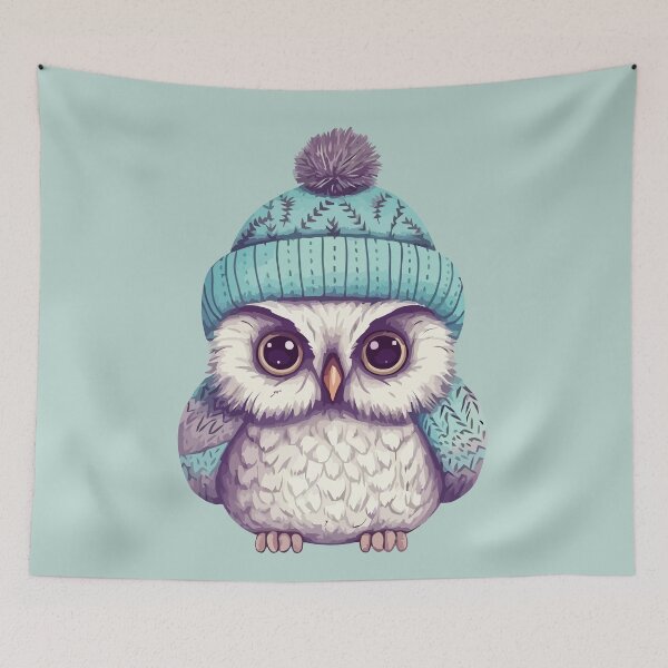 Item preview, Cute owl wearing a pom pom toque designed and sold by Amir Faysal.