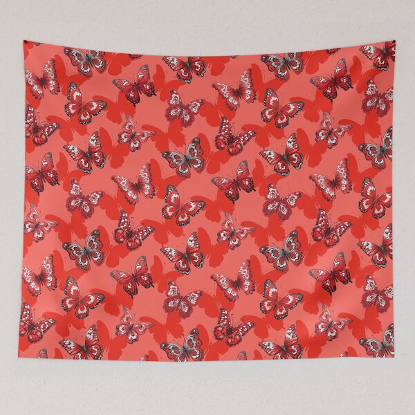 Item preview, Red butterfly with shadows seamless pattern designed and sold by AlchemyColor.