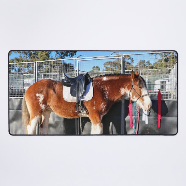 Item preview, Clydesdale horse relaxing near the stables designed and sold by FranWest.