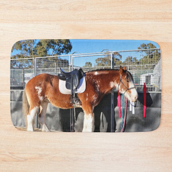 Item preview, Clydesdale horse relaxing near the stables designed and sold by FranWest.