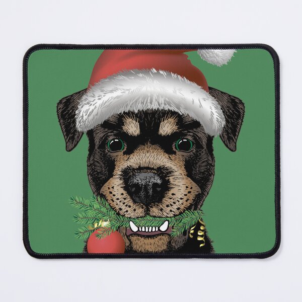 Item preview, dog in Santa's hat with a Christmas tree brunch in his mouth. designed and sold by Marina Smorodinskaya.