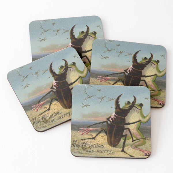 Item preview, Frog and Beetle Dancing (Funny Victorian Christmas Card #3) designed and sold by MagdelenaDelour.