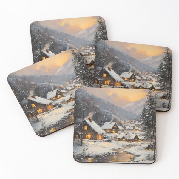 Item preview, Cosy Winter Village Christmas Snow Scene designed and sold by Slow Horizon.