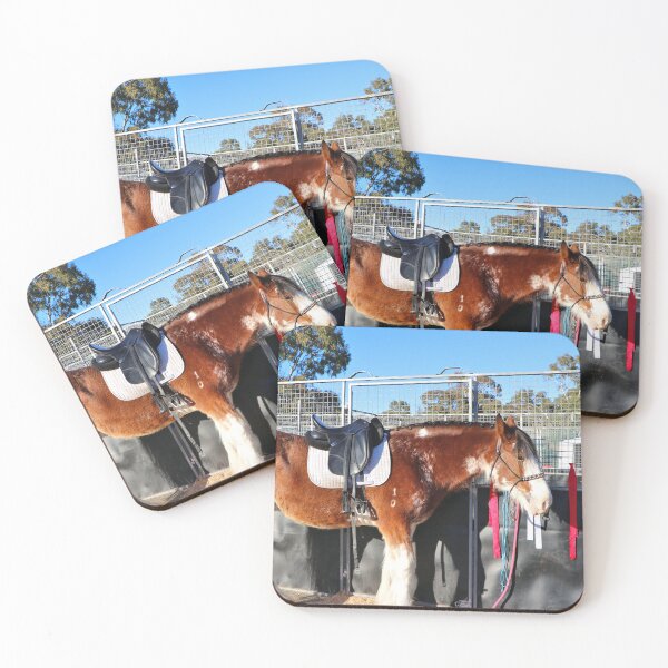 Item preview, Clydesdale horse relaxing near the stables designed and sold by FranWest.